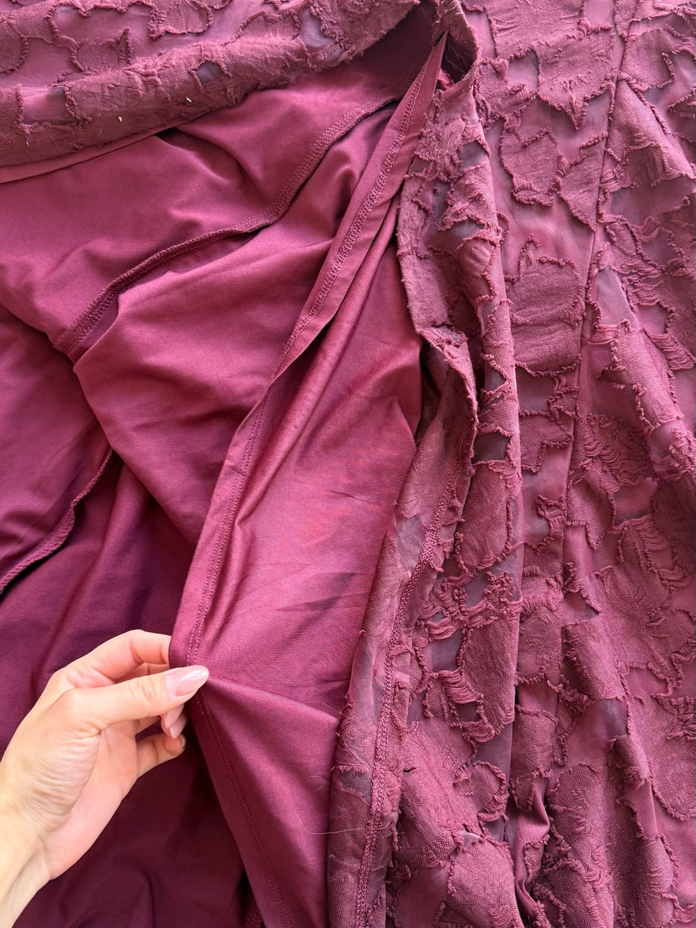 Sleeveless Burgundy Lace Maxi Dress with Spaghetti Straps - Picture 11 of 11